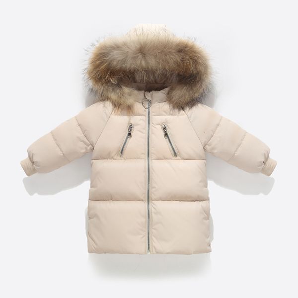 

down coat kids winter jacket for girls autumn warm big fur collar thick long outerwear girl clothes 2 6 years 221130, Blue;gray