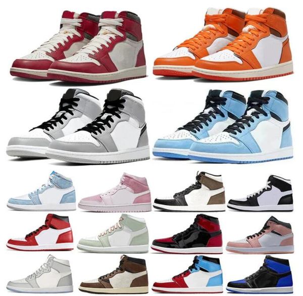 

jumpman 1 basketball shoes men 1s university blue hyper royal patent panda og dark mocha bred shadow unc smoke grey women sports sneakers tr, Black