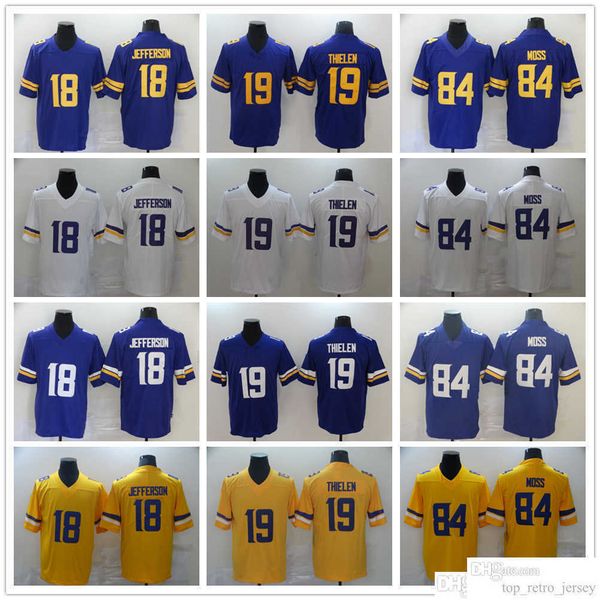 

2022 new football jerseys 84 randy moss 18 justin jefferson 19 adam thielen stitched jersey, Black;red