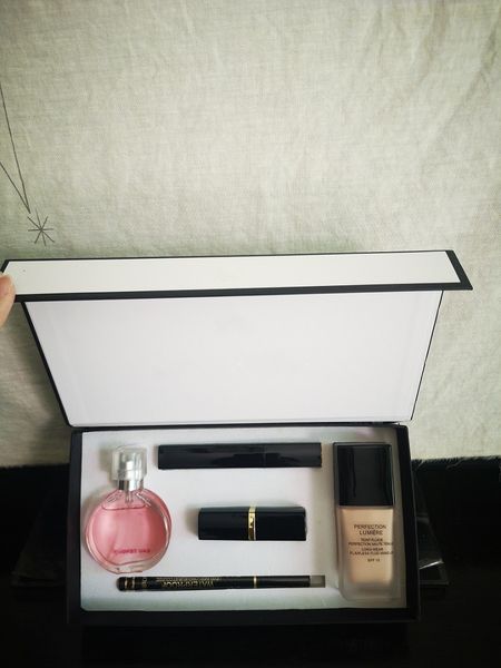 

5 in 1 foundation makeup perfume gift set christmas holiday fragrancy mascara cosmetic lipstick gift collection ensemble de maquillage parfu
