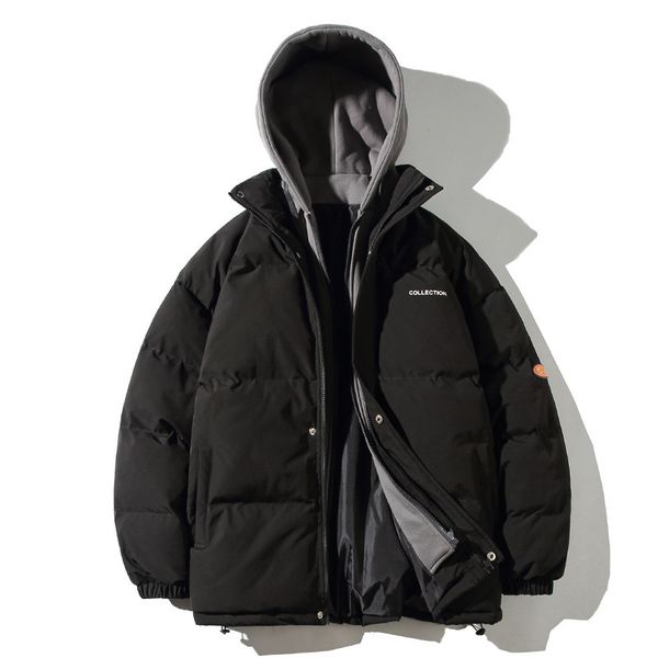 

men's down parkas streetwear hooded casual thick warm men's winter jacket solid color parka fashion oversize women's winter c, Black