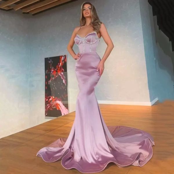 

unique rose pink mermaid prom dresses for wome sweetheart satin crystal beaded formal wear evening party gowns speical occasion dress custom, Black