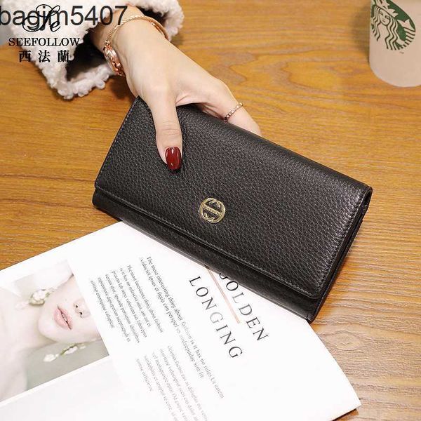 

design bag ladies purse leather wallet women's long 2023 new fashion large capacity soft cow leather korean version multi clip
