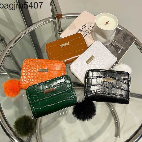

design bag ladies purse women's zero wallet 2023 new crocodile wool ball short casual small card