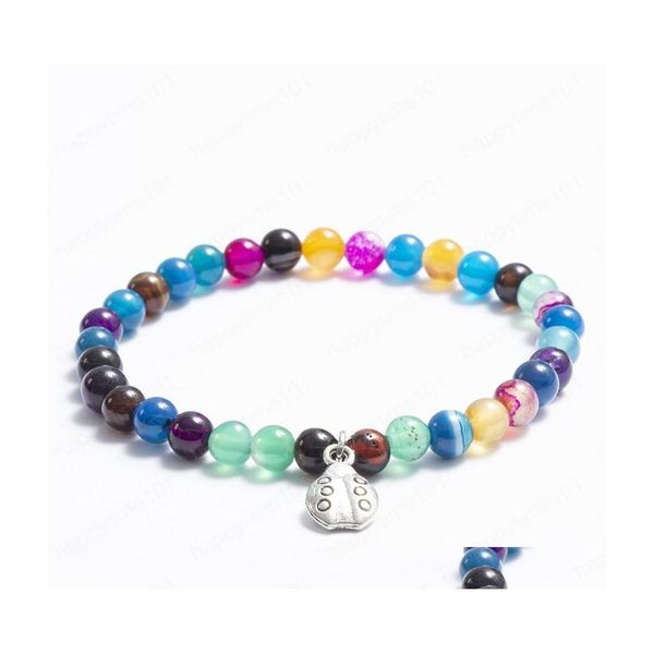 

beaded natural healing crystal gemstone jewelry agate beads bracelets for women men couple pendant elastic bracelet drop delivery dhtsy, Black