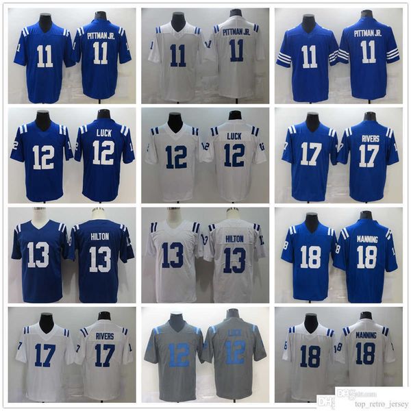 

2022 new football jerseys 18 peyton manning 11 michael pittman jr. 12 andrew luck 13 ty hilton 17 philip rivers stitched jersey, Black;red