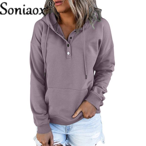 

women's hoodies sweatshirts solid color hooded autumn winter harajuku ladies casual loose long sleeve pocket pullovers 221201, Black