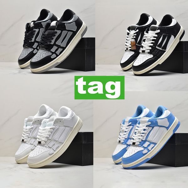 

skel-casual shoes skel low genuine leather sneaker designer mens spring shoe leather bones skeleton applique upper low-cut runner men womens, Black