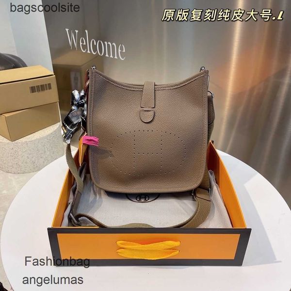

bags hermee bag woman single cow leather evelyn designer bucket 2022 women's litchi pattern hollow shoulder messenger