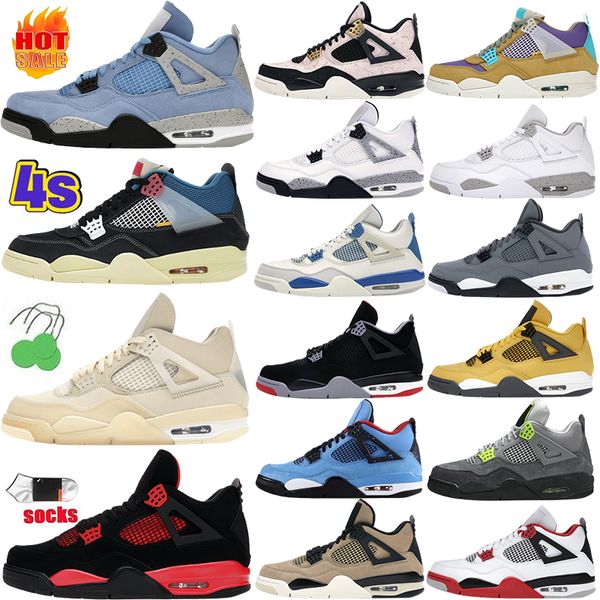 

4 basketball shoes for men women 4s military blue black cat sail red thunder white oreo cactus jack university blue infrared bred cool grey