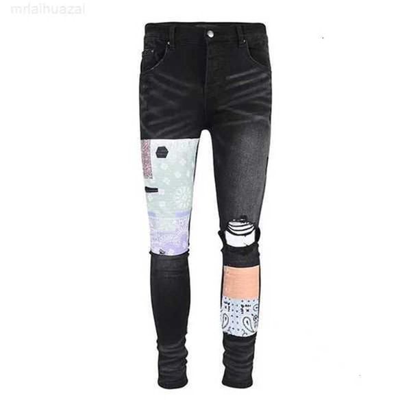 

men's jeans clothing jeans men women panther print army green long distrressed cotton rabbit sticker embroidery slim denim straight bik, Blue