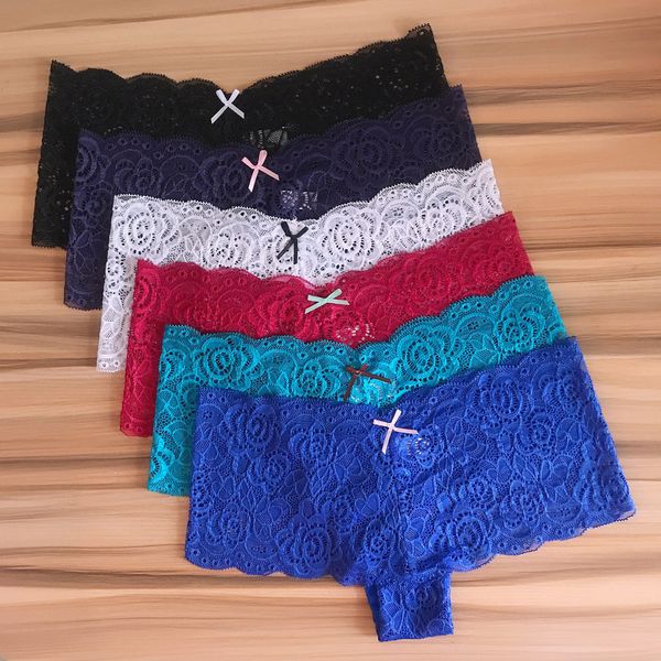 

women's panties 3 pcs big size panties woman underwear lace breathable lingerie female briefs panty transparent boyshorts women underpa, Black;pink