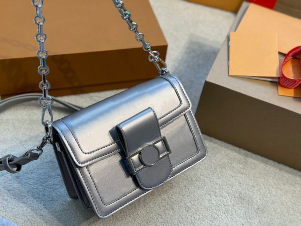 

tz designer bags dauphine mini handbag classic circle presbyopia silver metal chain shoulder bag women fashion flap genuine leather crossbod
