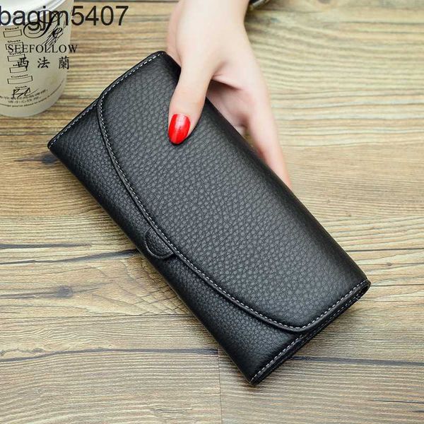 

design bag ladies purse fashion new wallet women's long leather fashion large capacity card holder layer cowhide handbag