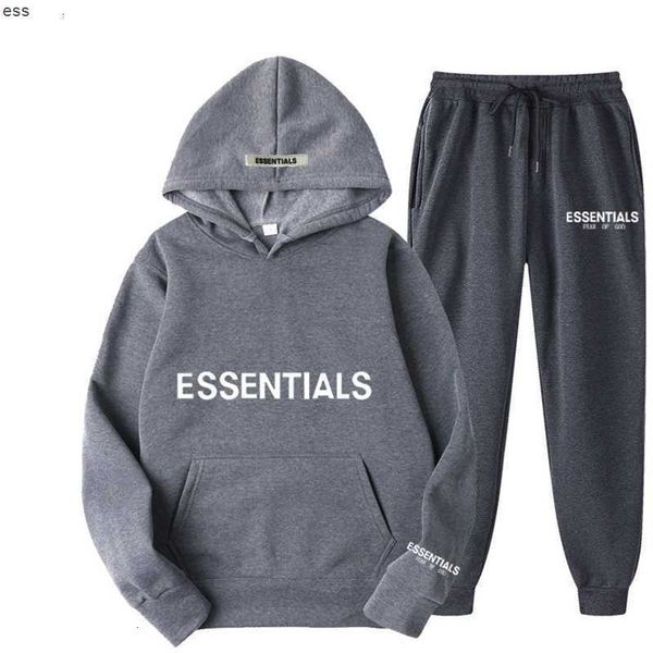 

hoodies sweatshirt suits brushed men's and women's same casual sports suit essentials fashion stamping sweater pants set pullover, Gray