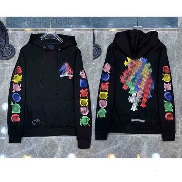 

men's hoodies sweatshirts luxury classic ch designer hoodie fashion men women horseshoe sanskrit loose zipper jacket pullover hooded co, Black