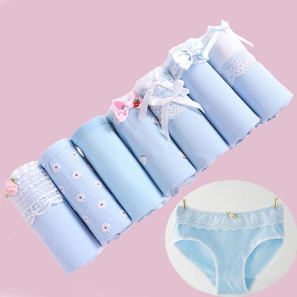 

women's panties 7pcslot panties underwear women cotton panties women briefs lingeries cueca calcinhas shorts lace underpants girls pant, Black;pink