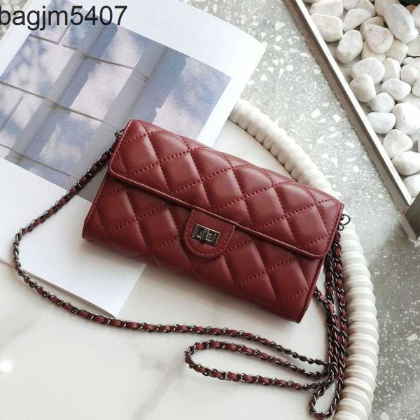 

design bag ladies purse new cowhide wallet small fragrant lingge long new three fold multi card zipper