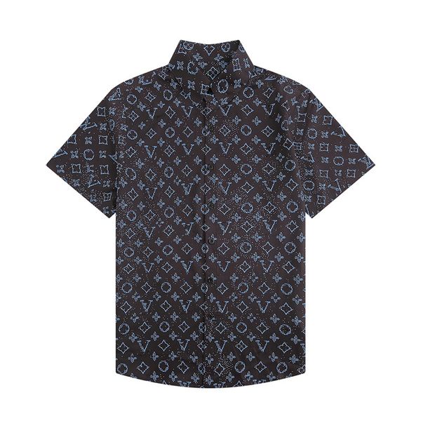 

luxurys designers shirts mens fashion geometric print bowling shirt hawaii floral casual shirts men slim fit short sleeve dress shirt variet, White;black