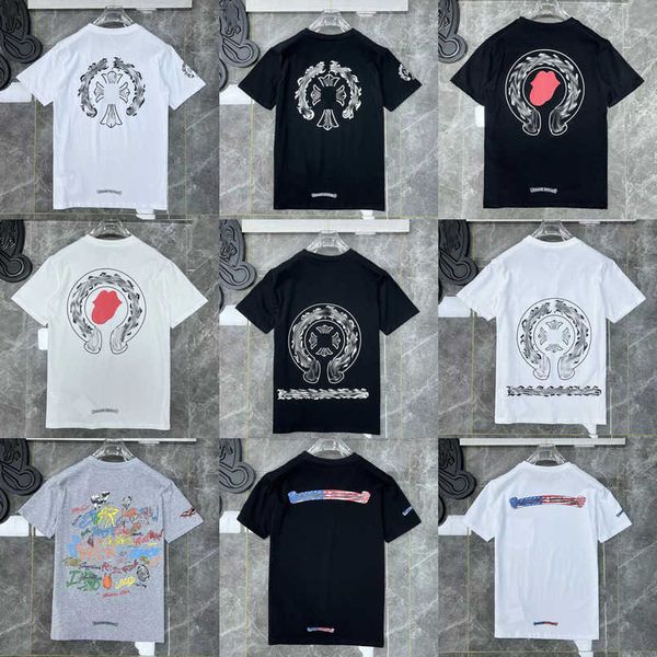 

men's fashion luxury brand t shirt couple tees t-shirts men women sweatshirts sanskrit letter short sleeve horseshoe tshirt polo cross, White;black