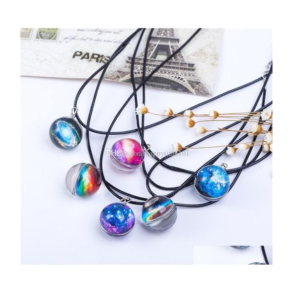 

pendant necklaces universe galaxy star glass cabochon necklace pendants fashion jewelry for women kids drop delivery necklaces dhqjg, Silver