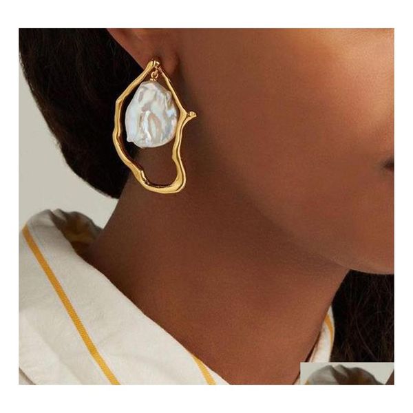 

dangle chandelier fashion jewelry flat pearl earrings irregar hollow out faux elegant drop delivery dhhtv, Silver
