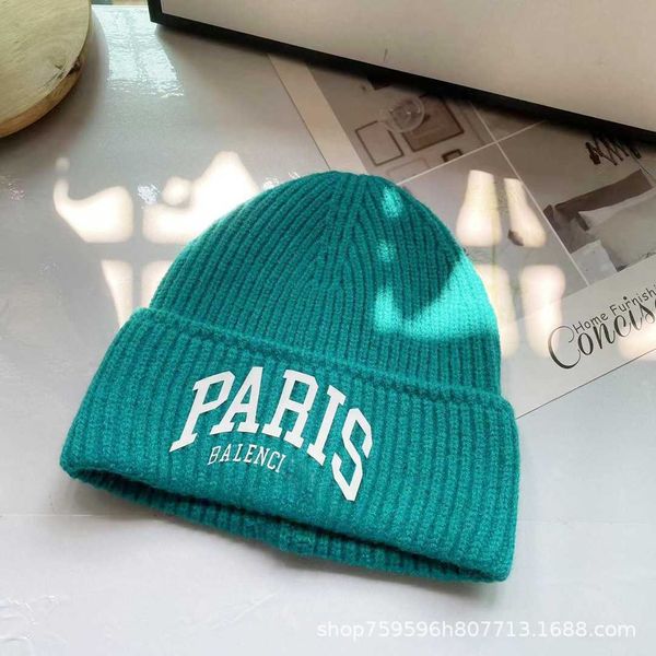 

knitted designer beanie and balencigass winter new woolen hat bonnet autumn versatile korean warm cold h3wz, Blue;gray