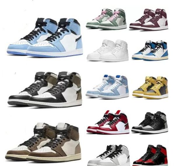 

air jorden 1 jumpman basketball shoes for mens womens offs white jorden1s jorda jordam high og heirloom travis scotts sneakers trainers big, Black