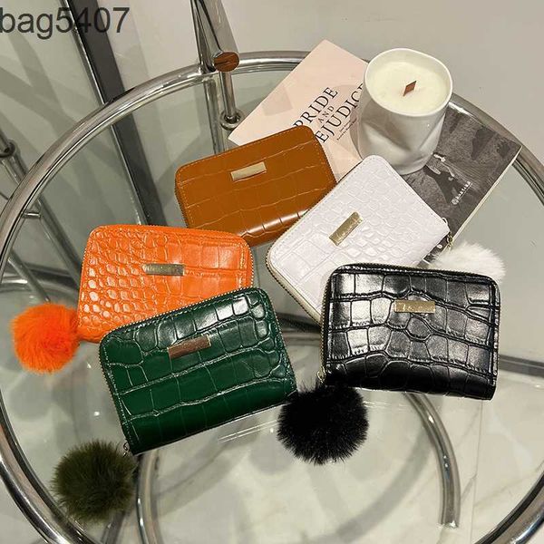 

luxury design bag ladies purseshop wholesale and retail women's zero wallet 2023 new crocodile wool ball short small card