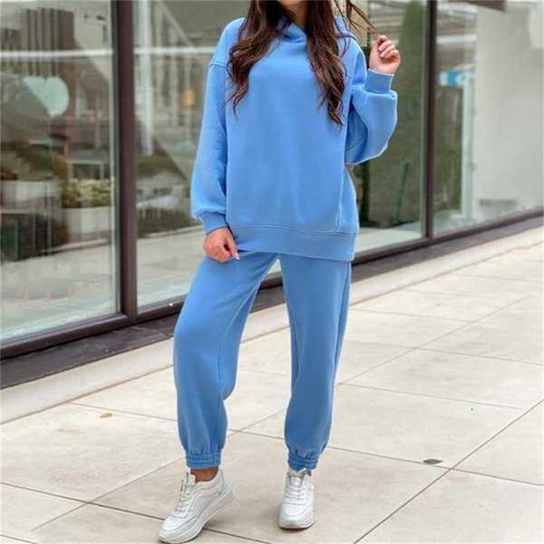 

women's tracksuits women elegant solid sets for warm hoodie sweatshirts and long pant fashion two piece ladies lace up sweatshirt suits, Gray