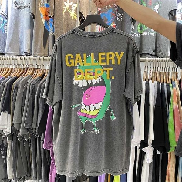 

men t-shirt gallerydept 3712 gallerydept wash used cartoon doll print black men's and women's cotton short sleeve t-shirt lilko62, White;black