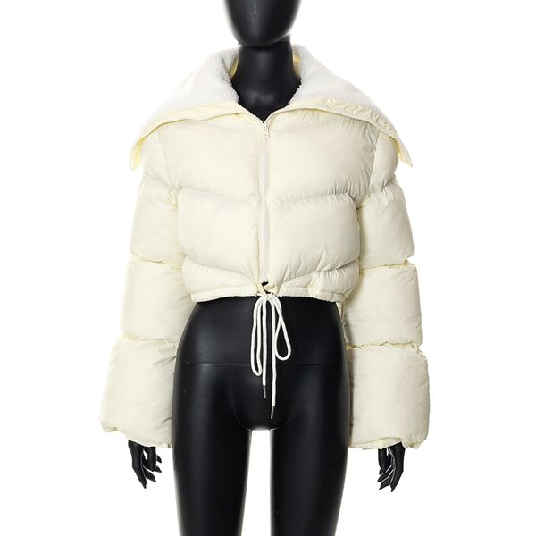 

women down jacket short cotton womens 3 dimensional large pocket bread clothing, Black