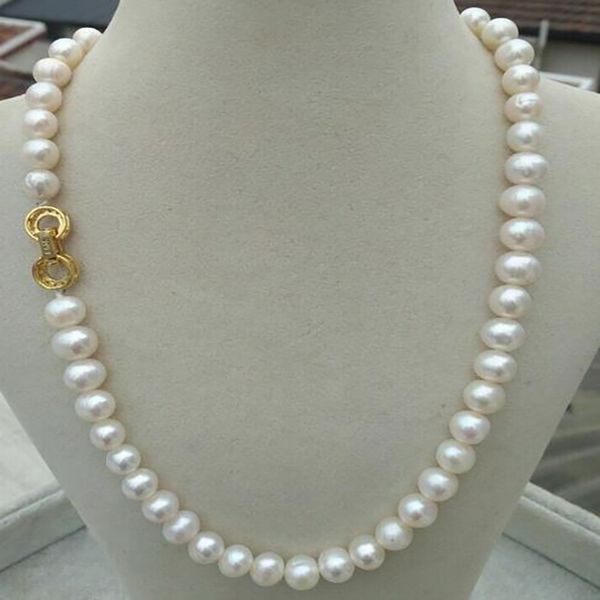 

18inch genuine 8-9mm aaa south sea round white pearl necklace 925s clasp, Silver