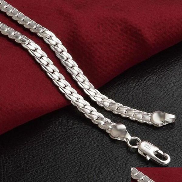 

chains 925 sterling sier snake bone chain necklace 5mm width men women jewelry diy accessories 20 22 24 26 28 30inch drop delivery n dhszy, Silver