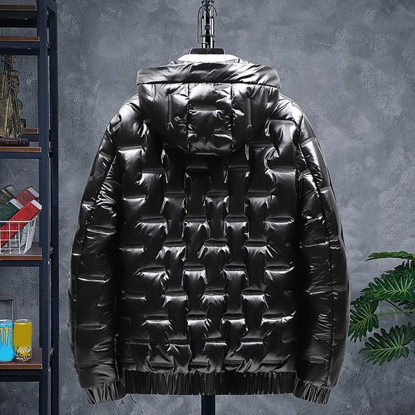 

men's down parkas windproof pockets embossing zipper overcoat windbreaker for outdoor 221202, Black