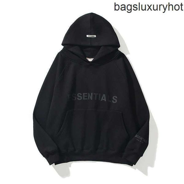 

hoodie sweatshirt street trendy essentials reflective stereo alphabet men's and women's oversize couple velvet sweater, Black