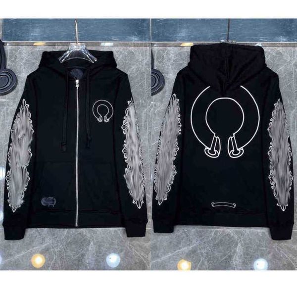 

men's hoodies sweatshirts designer hearts hoodie chromes mens hoody clothing womens heart hooded ch cross flower arm front printed hors, Black