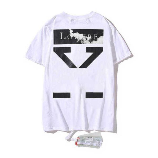 

mens luxury fashion t shirt offs brand tees shirts classic couple t-shirt men women cotton sweatshirt black white arrow badge t-shirts casu, White;black