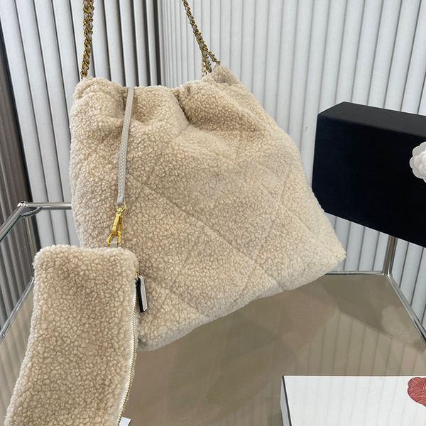 

trend fashion women gold coin designer garbage bag with clutch lambhair diamond lattice quilted classic bundle crossbody handbag suitcases m