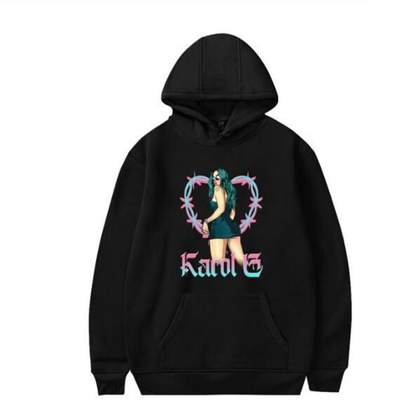 

karol g merch hoodie sweatshirt pullover fashion street hip-hop clothing, Black