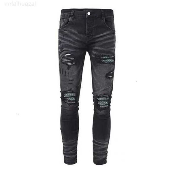 

men's jeans clothing jeans men women panther print army green long distrressed cotton rabbit sticker embroidery slim denim straight bik, Blue