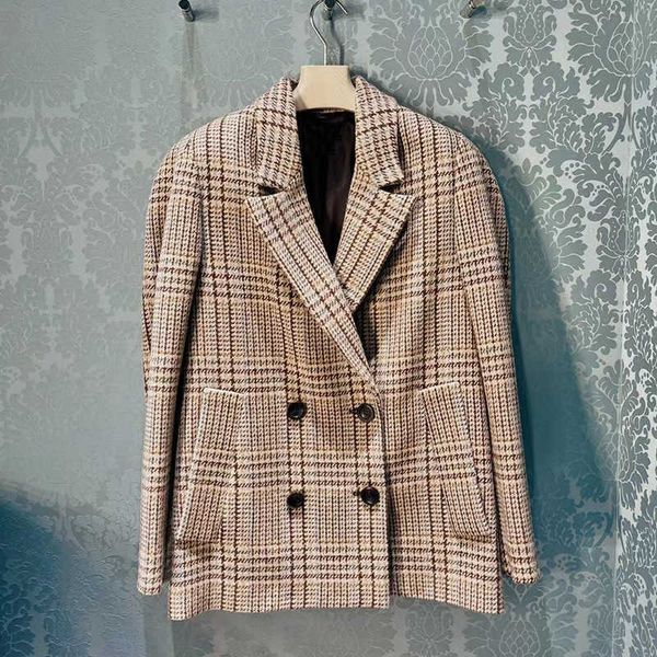 

women's suits casual plaid wool suit woolen cloth coat women's winter new loose top, White;black