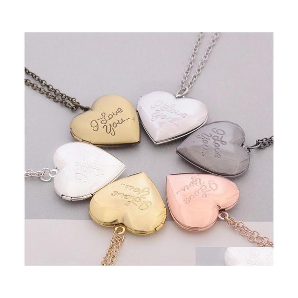 

pendant necklaces fashion jewelry womens i love you openable locket heart p o box pendant necklace sweater necklaces drop delivery pe dhtuf, Silver