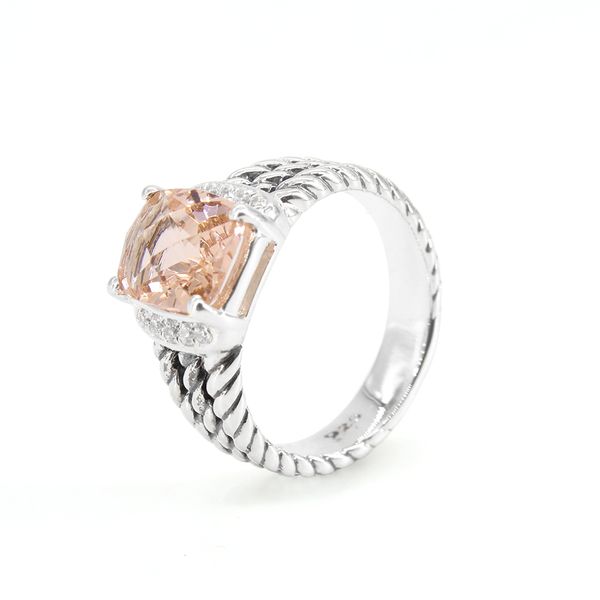 

luxury 925 sterling silver ring 10 x 8mm morganite agate ring brand jewelry party women's birthday gift, Golden;silver