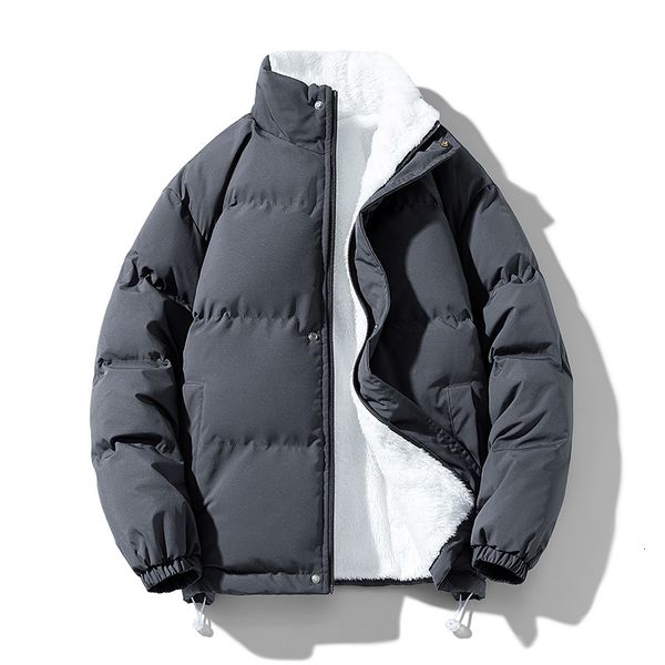 

men's down parkas men's winter stand collar thickened and cashmere coat is casual and loose and can wear 120kg trend cotton padded, Black