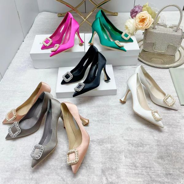 

rhinestone buckle decoration glitter pumps bridal shoes stiletto heels women pumps 7cm 10cm luxury designers dress shoe evening party weddin, Black