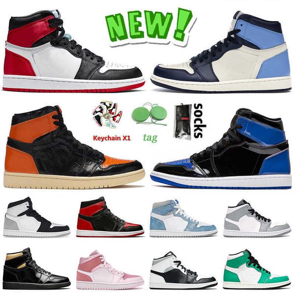 

basketball shoes obsidian shattered backboard patent royal blue satin black toe grey fog bred hyper high og jumpman 1s