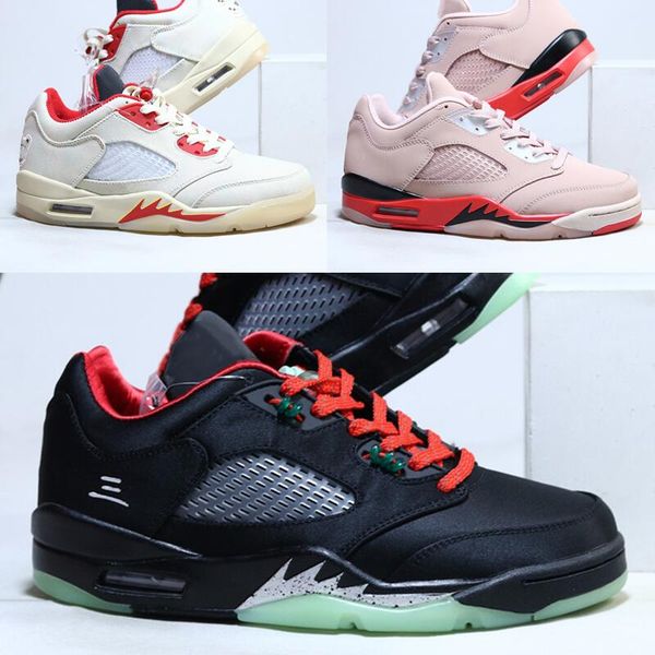 

5s low jade basketball shoes girls that hoop sneakers cut web lace lock translucent rubber outsole black satin upper