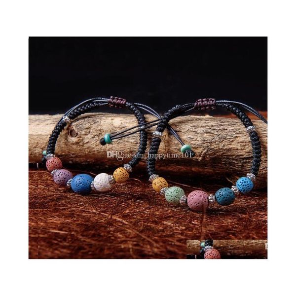 

charm bracelets 2 styles bohemian colorized natural lava stone essential oil diffuser bracelet chromatic aromthraphy beads bangle wo dhlac, Golden;silver