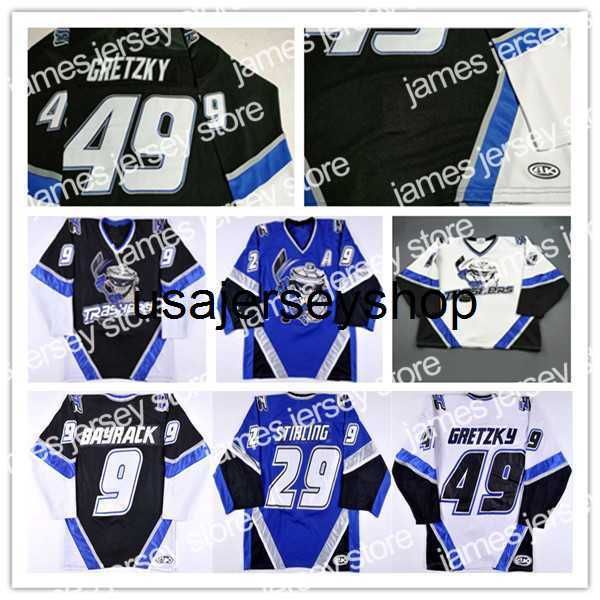 

college hockey wears danbury trashers uhl jersey custom 49 brent gretzky 29 scott stirling 9 mike bayrack 42 brad wingfield 16, Black